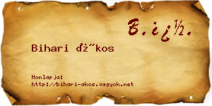 Bihari Ákos névjegykártya